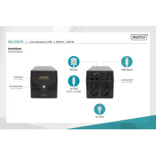 Джерело безперебійного живлення UPS LINE-INTERACTIVE 1500VA 900W DN-170075 ASSMANN