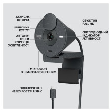 ВЕБ-камера LOGITECH Brio 305 WEBCAM - GRAPHITE - USB - EMEA-914