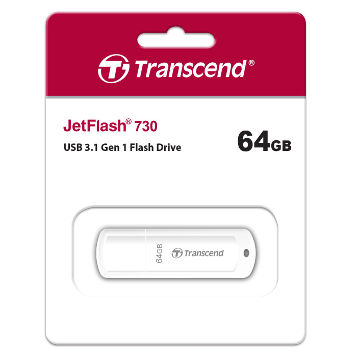 Накопичувач Transcend  64GB USB 3.1 Type-A JetFlash 730 Білий