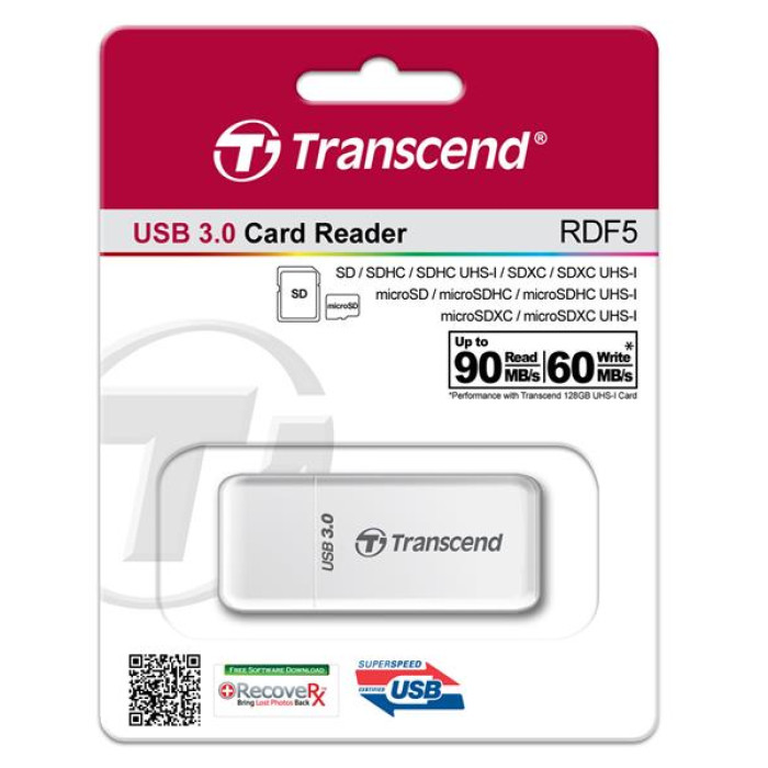 Кардрідер Transcend USB 3.1 Type-A > microSD/SD Білий
