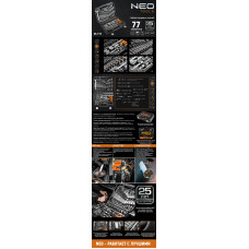 Набір інструментів Neo Tools, набір торцевих головок 1/2", 3/8", 28шт