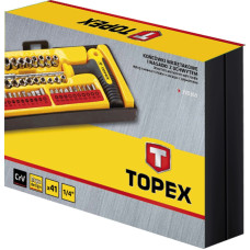 Біти TOPEX, набір 41шт, Т-подібний бітотримач, перехідники 3шт, торцеві головки 18шт, SL,PH,PZ,H,T, кейс