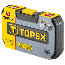 Набір інструментів TOPEX, набір торцевих головок 1/4", 46шт, CrV