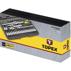 Набір інструментів TOPEX, набір торцевих головок 1/4", 46шт, CrV