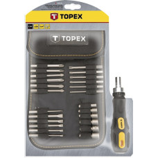 Біти TOPEX, набір 26шт, 1/4", бітотримач, торцеві головки 6шт, SL,PH,PZ,T, CrV