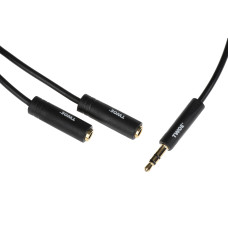 Кабель jack 3.5 > 2хjack 3.5 (M/F) 2E 0.30м, чорний