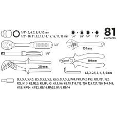 Набір інструментів Top Tools, 1/2", 1/4", 81шт, універсальний