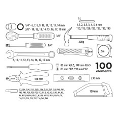 Набір інструментів Top Tools, 1/4", 3/8", 100шт, універсальний