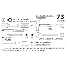 Набір інструментів Top Tools, 1/4", 3/8", 73шт, універсальний