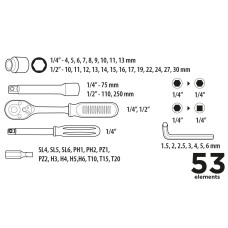 Набір інструментів Top Tools, 1/2", 1/4", 53шт