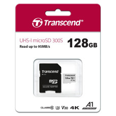 Карта пам'яті Transcend microSD  128GB C10 UHS-I R100/W40MB/s + SD