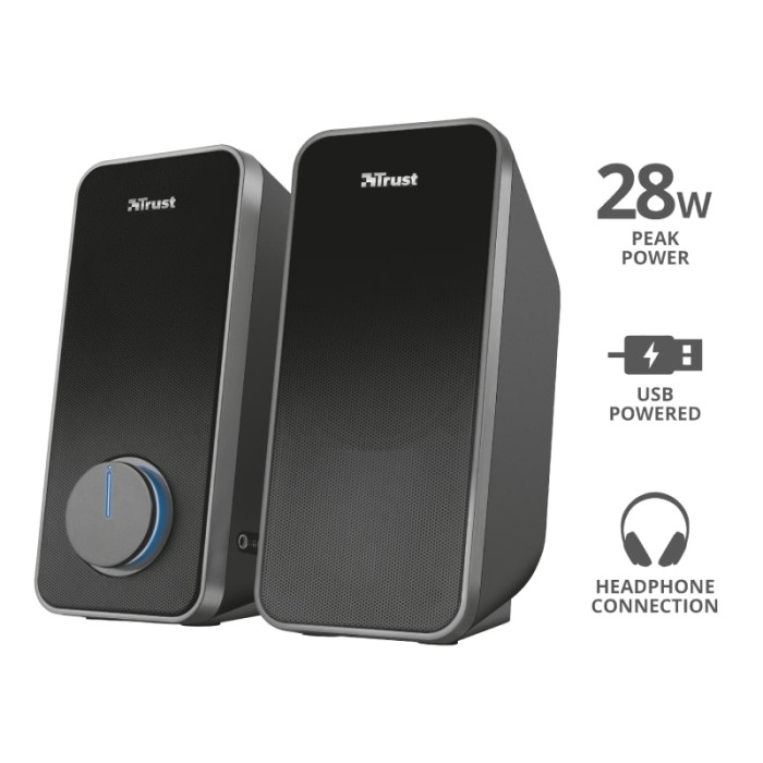 Акустична система Trust Arys 2.0, 14Вт, USB/AUX, чорний