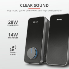 Акустична система Trust Arys 2.0, 14Вт, USB/AUX, чорний