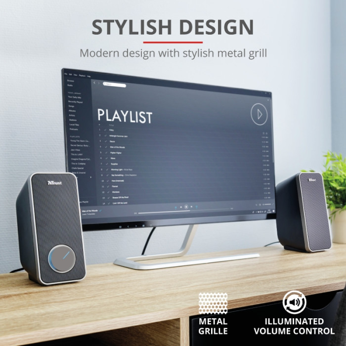 Акустична система Trust Arys 2.0, 14Вт, USB/AUX, чорний