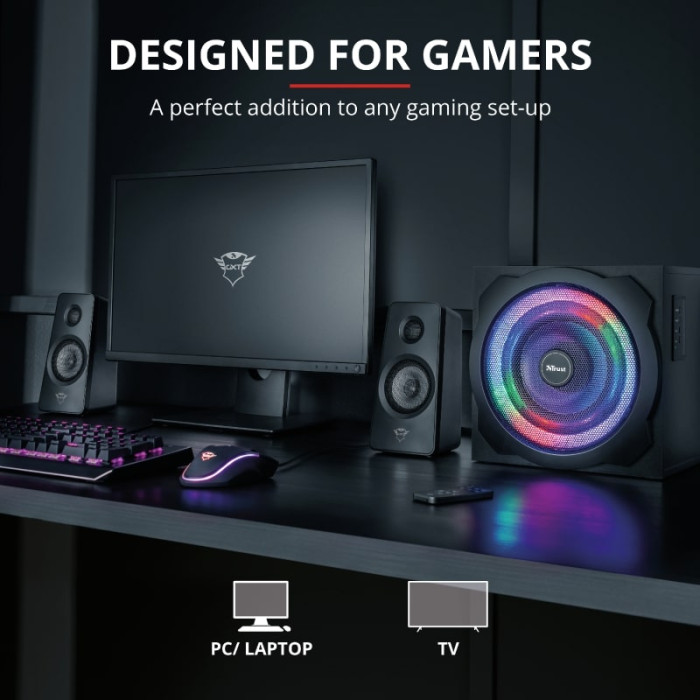 Акустична система Trust GXT 629 Tytan 2.1, 60Вт, AUX, RGB, чорний