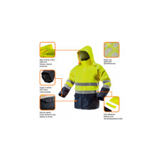 Куртка робоча Neo Tools Visibility, підвищеної видимості, матеріал Oxford 300D, XXXL(58), жовтий