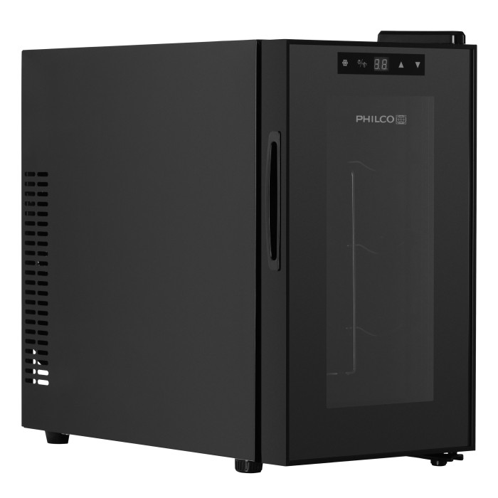 Холодильник Philco для вина, 45х25х50, холод.відд.-21л, зон - 1, бут-8, диспл, підсвітка, чорний