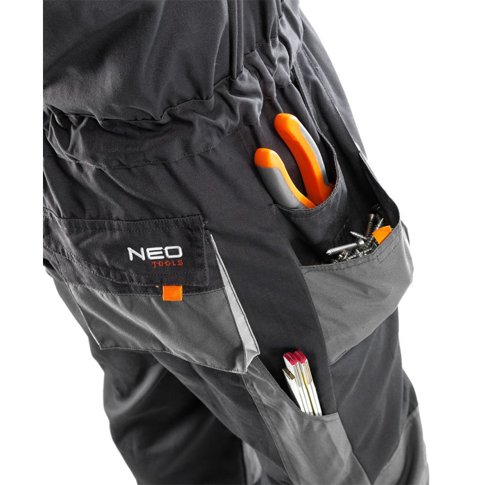 Комбінезон робочий Neo Tools HD, посилення тканиною Oxford, відсік для наколінників, потрійний шов, XXL(58), сірий