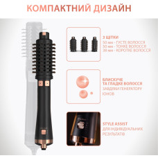 Фен-щітка Rowenta Ultimate Experience, 750Вт, 1 режими, іоніз-я, оберт.насадок, кераміка, чорний