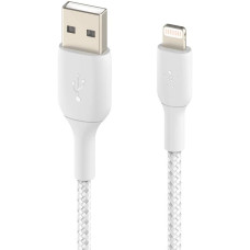 Кабель USB-A > Lightning заряджання/синхронізації Belkin 1м, 12Вт, плетений, білий