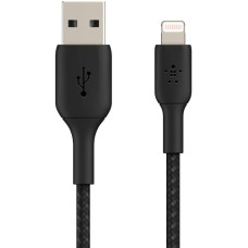 Кабель USB-A > Lightning заряджання/синхронізації Belkin 1м, 12Вт, плетений, чорний