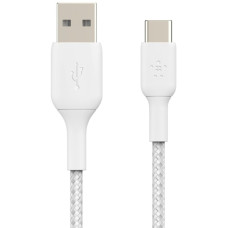 Кабель USB-A > USB-C заряджання/синхронізації Belkin 2м, 15Вт, Type-C, плетений, білий