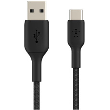 Кабель USB-A > USB-C заряджання/синхронізації Belkin 3м, 15Вт, Type-C, плетений, чорний