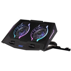 Підставка для ноутбука 2E GAMING CPG-006, до 17.3", 2xUSB-A, LCD/phone holder, RGB, чорний