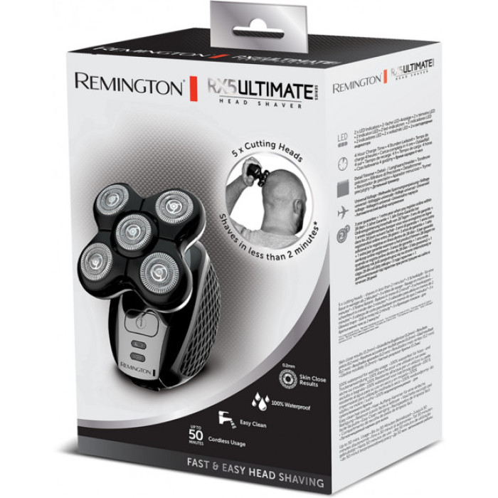 Бритва електр. для голови Remington роторна Ultimate Series RX5,  бритв.головок-5, сух.+волог., тример, кейс, чорний