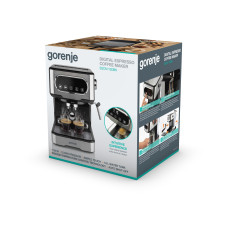 Кавоварка Gorenje ріжкова 1.5л, мелена, ручний капучинатор, нерж