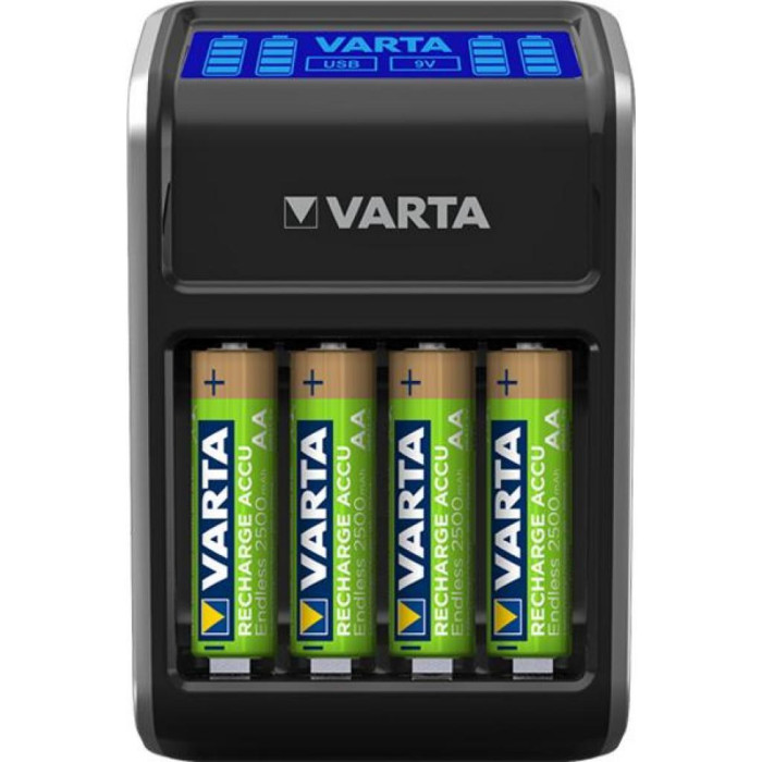 Зарядний пристрій VARTA LCD Plug Charger + Акумулятор NI-MH AA 2100 мАг, 4 шт.