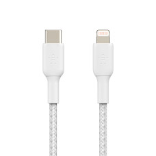 Кабель USB-C > Lightning заряджання/синхронізації Belkin 1м, 30Вт, Type-C, плетений, білий