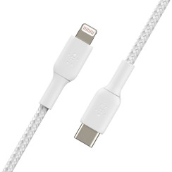 Кабель USB-C > Lightning заряджання/синхронізації Belkin 1м, 30Вт, Type-C, плетений, білий