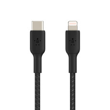 Кабель USB-C > Lightning заряджання/синхронізації Belkin 1м, 30Вт, Type-C, плетений, чорний