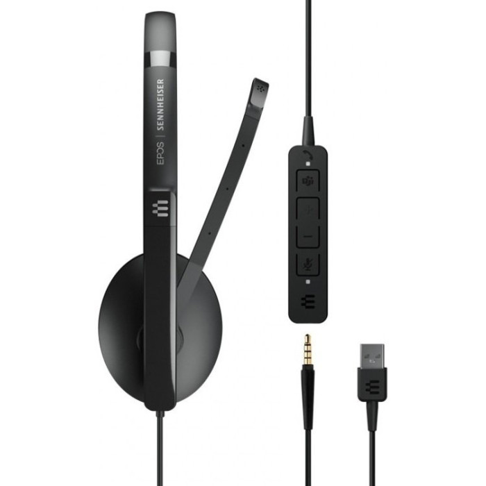 Гарнітура комп'ютерна моно On-Ear EPOS ADAPT 135T USB II, 3.5мм/USB, односпрямований, сертифікат Microsoft Teams, 1.8м, Чорний