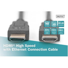 Кабель DIGITUS HDMI (M/M), High speed/Ethernet, 5м, чорний