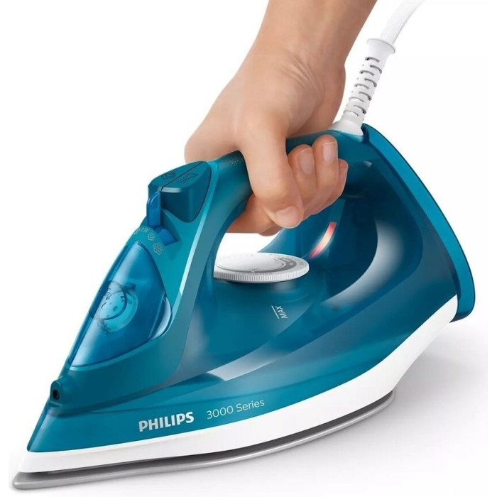 Праска Philips 3000 series, 2600Вт, 300мл, паровий удар -200гр, постійна пара - 40гр, керам. підошва, синій