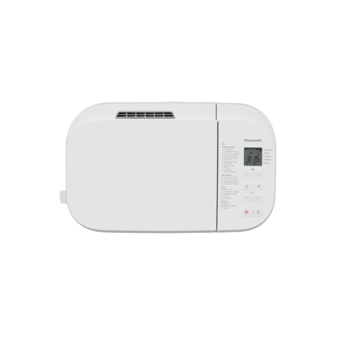 Хлібопічка Panasonic 550Вт, програм-21, макс.вага -1.25кг, форма-прямокутник, пластик, білий