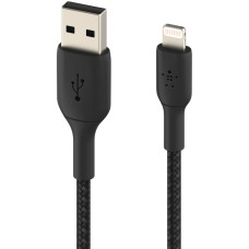 Кабель USB-A > Lightning заряджання/синхронізації Belkin 2м, 12Вт, плетений, чорний