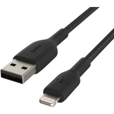 Кабель USB-A > Lightning заряджання/синхронізації Belkin 2м, 12Вт, плетений, чорний