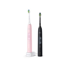Щітка зубна електр. Philips, Sonicare ProtectiveClean 4500, набір , 62т. колив/хв, насадок-1, 2 шт в наборі, рожевий, чорний