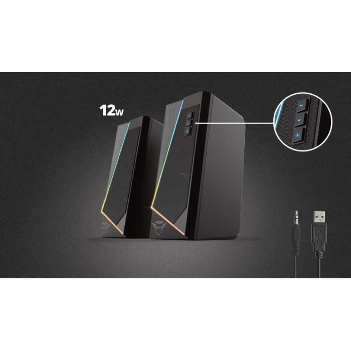 Акустична система Trust GXT 609 Zoxa 2.0, USB/AUX, RGB, чорний