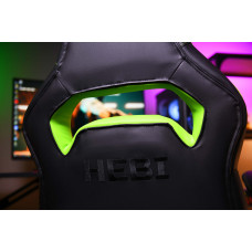 Крісло 2E GAMING HEBI, ПУ шкіра, Foldable Armrests, чорно-зелений
