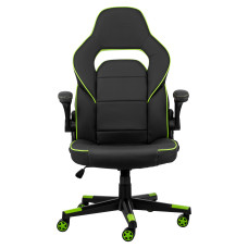 Крісло 2E GAMING HEBI, ПУ шкіра, Foldable Armrests, чорно-зелений