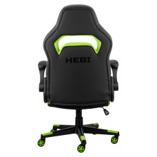 Крісло 2E GAMING HEBI, ПУ шкіра, Foldable Armrests, чорно-зелений