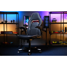 Крісло 2E GAMING HEBI, ПУ шкіра, Foldable Armrests, чорно-білий