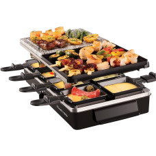 Гриль Russell Hobbs раклетниця Multi Raclette 3in1, 1400Вт, 8 сковорідок, нерж.сталь, чорний