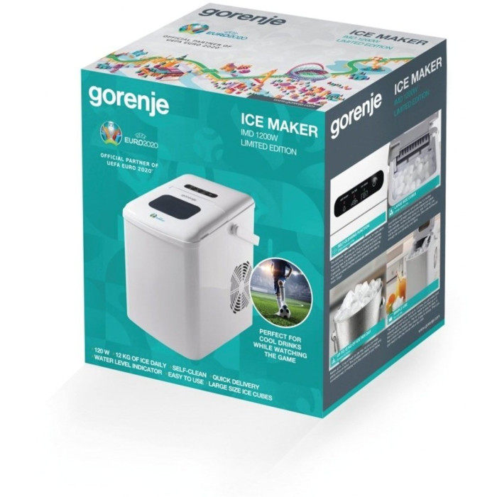 Льодогенератор побутовий Gorenje, 12кг/добу, 1.8л, дисплей, білий