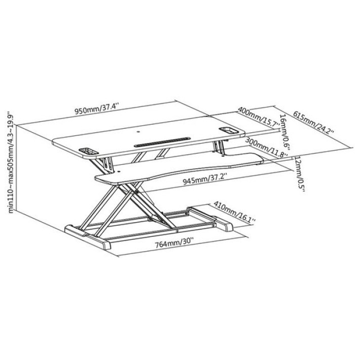 Підставка для монітора DIGITUS Ergonomic Workspace Riser, до 15кг, чорна