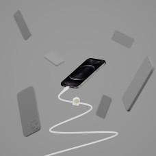 Кабель USB-C > Lightning заряджання/синхронізації Belkin 1м, Type-C, плетений, силіконовий, з ремінцем на магніті, білий
